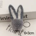 Grey wool felt rabbit ears DIY hair clip accessory cute fluffy animal head decoration - Light Gray