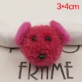 Handmade pink plush fluffy animal head DIY accessory for phone cases and cute hairbands 3x4cm - Rose Red Puppy