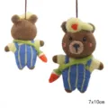 Handmade Wool Felt Bear Hanging Ornament Cute Bag Charm Car Pendant 7x10cm Gifts - Brown Bear with Watermelon Crossbody Bag