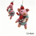 Handmade felt pig hanging ornament cute woolen hat animal pendant for bag backpack decor - Pig with Feeding Bottle