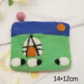 Handmade wool felt coin purse, cute cartoon sheep design card pouch, creative storage bag. - Blue Top Yurt Sheep