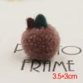 Handmade plush apple pom-pom DIY accessory, cute fluffy ornament for phone case and brooch making. - Apple Light Brown