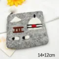 Handmade wool felt coin purse cute cartoon animal sheep card holder portable storage bag - Grey Cloud Stone Bridge Sheep