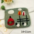Handmade Wool Felt Coin Purse Mini Cute Zipper Wallet Portable Storage Card Bag 1pc - Dark Green Pastoral Cottage