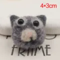 Handmade wool felt cat head plush DIY craft accessory for phone case and headband decoration - Dark Gray Cat Head