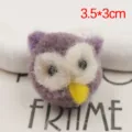 Handmade wool felt owl plush DIY accessory for phone case hairband brooch decoration 3.5cm - Deep Purple Owl