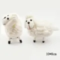 Handmade wool felt cute sheep figurine, white animal ornament variant, perfect home decor. - White