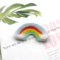 Handgemaakte wolvilt regenboog broche schattige DIY kleding accessoires kleurrijke badge - Blauwe Regenboog
