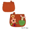Handmade wool felt coin purse with cute rabbit and flower appliques, 15x19.5cm compact wallet. - Medium Rabbit