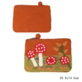 Handmade wool felt coin purse with cute mushroom embroidery and zipper closure. - Long Mushroom
