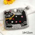 Handmade wool felt cat coin purse cute animal zipper wallet small storage bag for daily use - Grey Cat