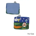 Handmade wool felt coin purse cartoon night scene small pouch cute storage bag 14x12cm - Starry Night Grassland Yurt