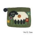 Handmade wool felt coin purse with cute sheep and flower design, compact size 14x12.5cm. - Flower 1 Sheep
