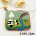Handmade wool felt coin purse with cute sheep and rainbow pattern, compact storage bag variant. - Rainbow Little Sheep
