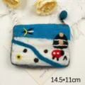 Handmade wool felt coin purse cartoon sheep design zipper pouch cute small wallet for women - Car Airplane