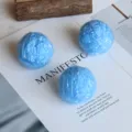 Handmade blue wool yarn decorative balls for Christmas tree, garland, and festive home decor. - Blue
