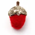 Rote Filz Eichel Ornament, Pailletten Kappe Weihnachtsbaum Hänge Deko Basteln. - Rot