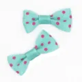 Mint green polka dot mini ribbon bow hair accessory for kids and pets variant item 3cm - Fruit Green