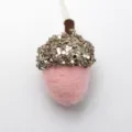 Filz Eicheln Weihnachtsbaum Anhänger Pailletten Kappe DIY Hängende Dekoration 1Stk - Rosa