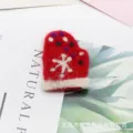 Handmade red wool felt glove Christmas tree ornament DIY hairpin brooch craft accessory material - Snowflake Glove Style / Red