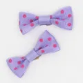 Small purple polka dot hair bow clips, 3cm cute ribbon hair accessories for kids and pets. - Purple