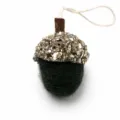 Ornamenti natalizi in feltro a forma di ghianda con cappello di paillettes, grazioso ciondolo. - Verde Scuro
