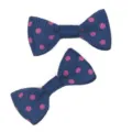 Small blue polka dot bow hair accessory for cute kids and pets daily decoration use. - Navy Blue