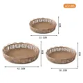 Handgefertigtes Bambus-Geflecht rundes Tablett Set ländlicher Stil Tisch Deko Obstkorb - Set 1 - A3146