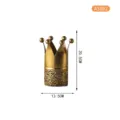 Gold crown candle holder, European retro baroque style metal desktop decorative ornament piece. - 20.5cm