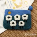 Handmade wool felt coin purse cute sheep landscape zipper pouch storage bag for women girls - Five Sheep