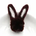 Brown wool felt bunny head DIY brooch accessory, cute rabbit ears ornament for phone case. - Coffee