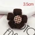 Handmade brown knitted flower hair accessory, cute crochet floral hairpin decor piece 3.5cm. - Brown