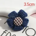 handmade knit wool flower hair clip diy accessory clothing decoration 3.5cm - Dark Blue