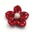 Red wool felt flower handmade craft accessory, cute five-petal floral patch for clothing. - Dark Red