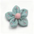 Light blue handmade felt five-petal flower puff accessory for clothing and bag hairpins SKU - Light Blue