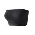 Schwarzer nahtloser trägerloser Sport-BH Bandeau mit Liebe Leben Stricktext für Damen. - S / Oberteile / Schwarz