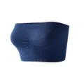 Dark blue strapless seamless sports bra, comfortable tube top for workout and daily wear. - Dark Blue