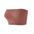 Pink seamless strapless bandeau bra, comfortable and breathable athletic crop top for women. - Coffee