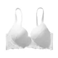 White lace underwire push-up bra for women, elegant floral design, comfortable support. - 70B / Tops / White