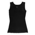 Black square neck camisole with built-in chest pad, soft lightweight basic layering tank top. - S / Tops / Black