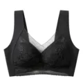 Wireless black lace bra featuring a breathable design, wide straps, and comfortable daily wear. - L / Tops / Black