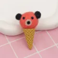 Wool felt bear ice cream brooch DIY cute handmade craft pendant accessory for apparel - Orange Ice Cream