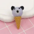 DIY Wool Felt Bear Ice Cream Resin Cabochon Craft Pendant Brooch Accessory for Handmade Decor - Light Blue Ice Cream