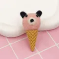 Wool felt bear ice cream cone pendant DIY handmade brooch jewelry accessories for clothing decoration - Pink Ice Cream
