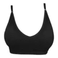 Black wireless seamless comfort bra main view, breathable mesh daily wear soft support. - S / Black