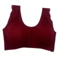 Wine Red Lace Front Closure Wireless Comfort Bralette Push Up Everyday Underwear Set - S / Tops / Burgundy