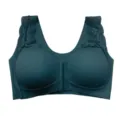 Deep green front closure wireless lace bra, comfortable gathering vest style underwear. - S / Tops / Sapphire Blue