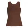 Women brown square neck seamless tank top breathable stretch daily wear camisole basic inner shirt - S / Tops / Brown