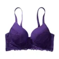 Zeriluna purple lace push-up bra, elegant floral lace design, soft and comfortable support. - 70B / Tops / Purple