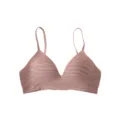 Zeriluna deep V zebra pattern fixed cup bra, soft comfortable support in mauve pink. - 70B / Tops / Dusty Pink